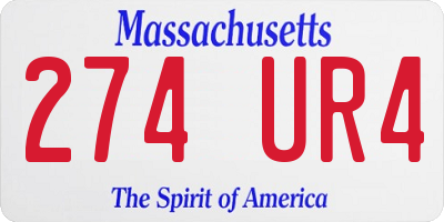 MA license plate 274UR4