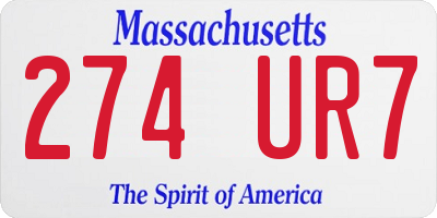 MA license plate 274UR7