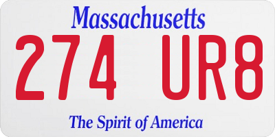 MA license plate 274UR8