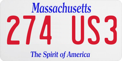 MA license plate 274US3