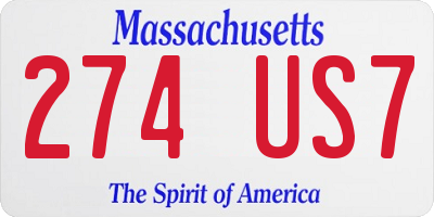 MA license plate 274US7