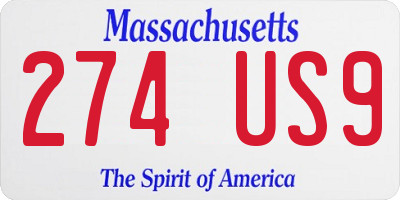 MA license plate 274US9