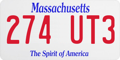 MA license plate 274UT3