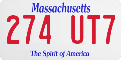 MA license plate 274UT7