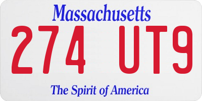MA license plate 274UT9