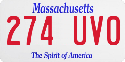 MA license plate 274UV0