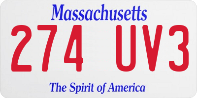 MA license plate 274UV3