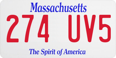 MA license plate 274UV5