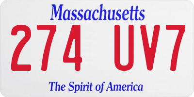 MA license plate 274UV7