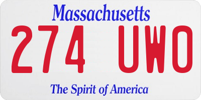 MA license plate 274UW0