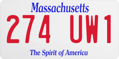 MA license plate 274UW1