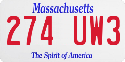 MA license plate 274UW3