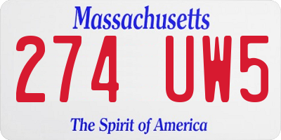 MA license plate 274UW5