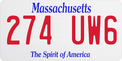 MA license plate 274UW6