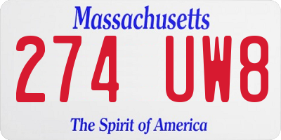 MA license plate 274UW8