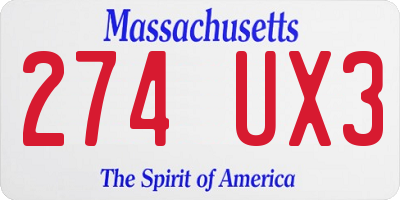 MA license plate 274UX3