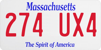 MA license plate 274UX4