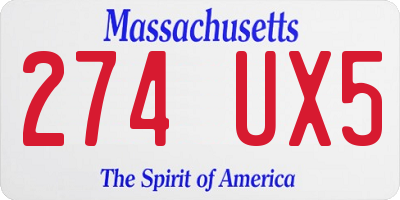 MA license plate 274UX5