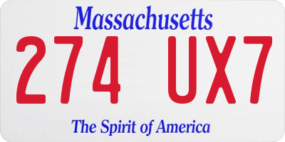 MA license plate 274UX7