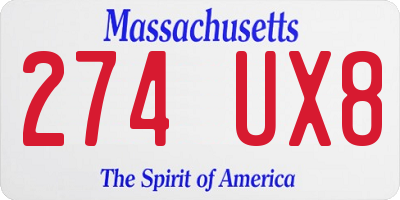 MA license plate 274UX8