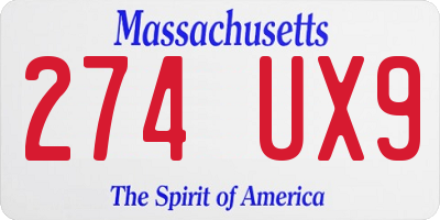 MA license plate 274UX9