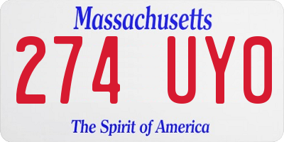 MA license plate 274UY0