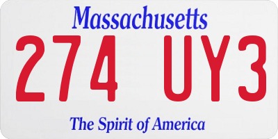MA license plate 274UY3