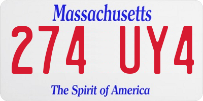 MA license plate 274UY4