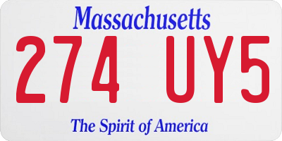MA license plate 274UY5