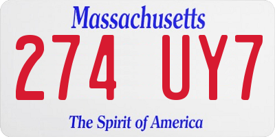 MA license plate 274UY7