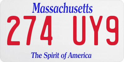 MA license plate 274UY9