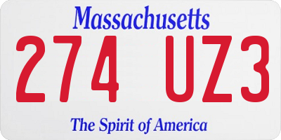 MA license plate 274UZ3