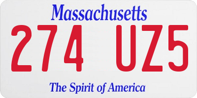 MA license plate 274UZ5