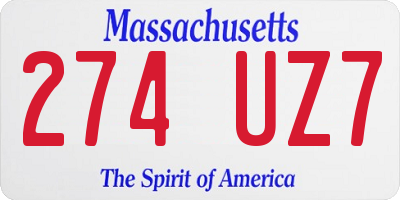 MA license plate 274UZ7