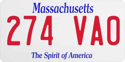 MA license plate 274VA0