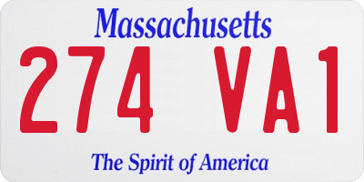 MA license plate 274VA1