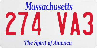 MA license plate 274VA3