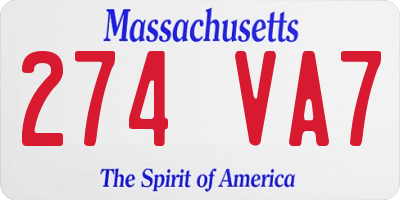MA license plate 274VA7