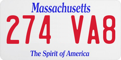 MA license plate 274VA8