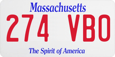 MA license plate 274VB0