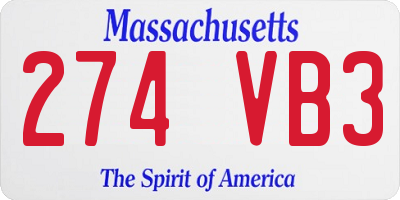 MA license plate 274VB3