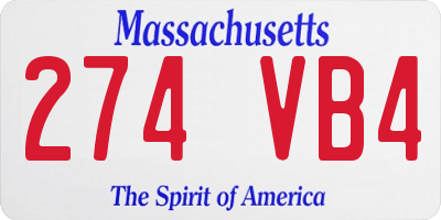 MA license plate 274VB4