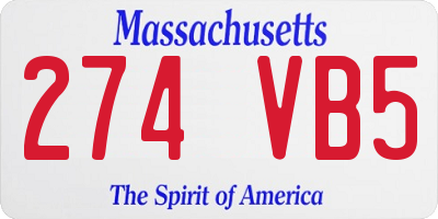 MA license plate 274VB5
