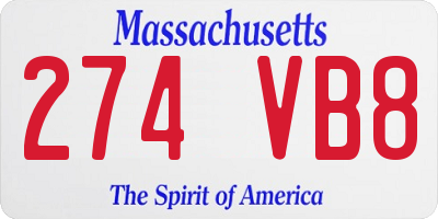MA license plate 274VB8