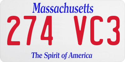 MA license plate 274VC3