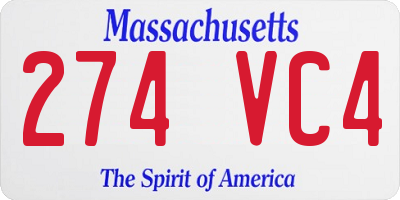 MA license plate 274VC4