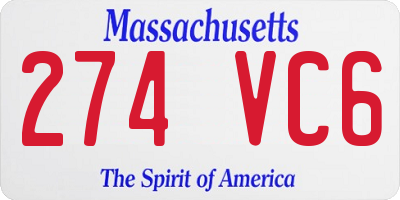 MA license plate 274VC6