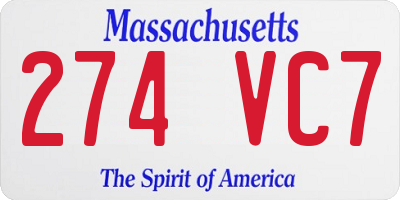 MA license plate 274VC7