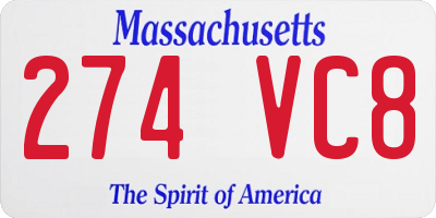 MA license plate 274VC8