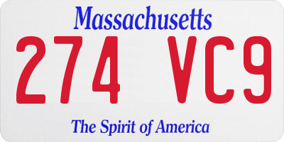 MA license plate 274VC9